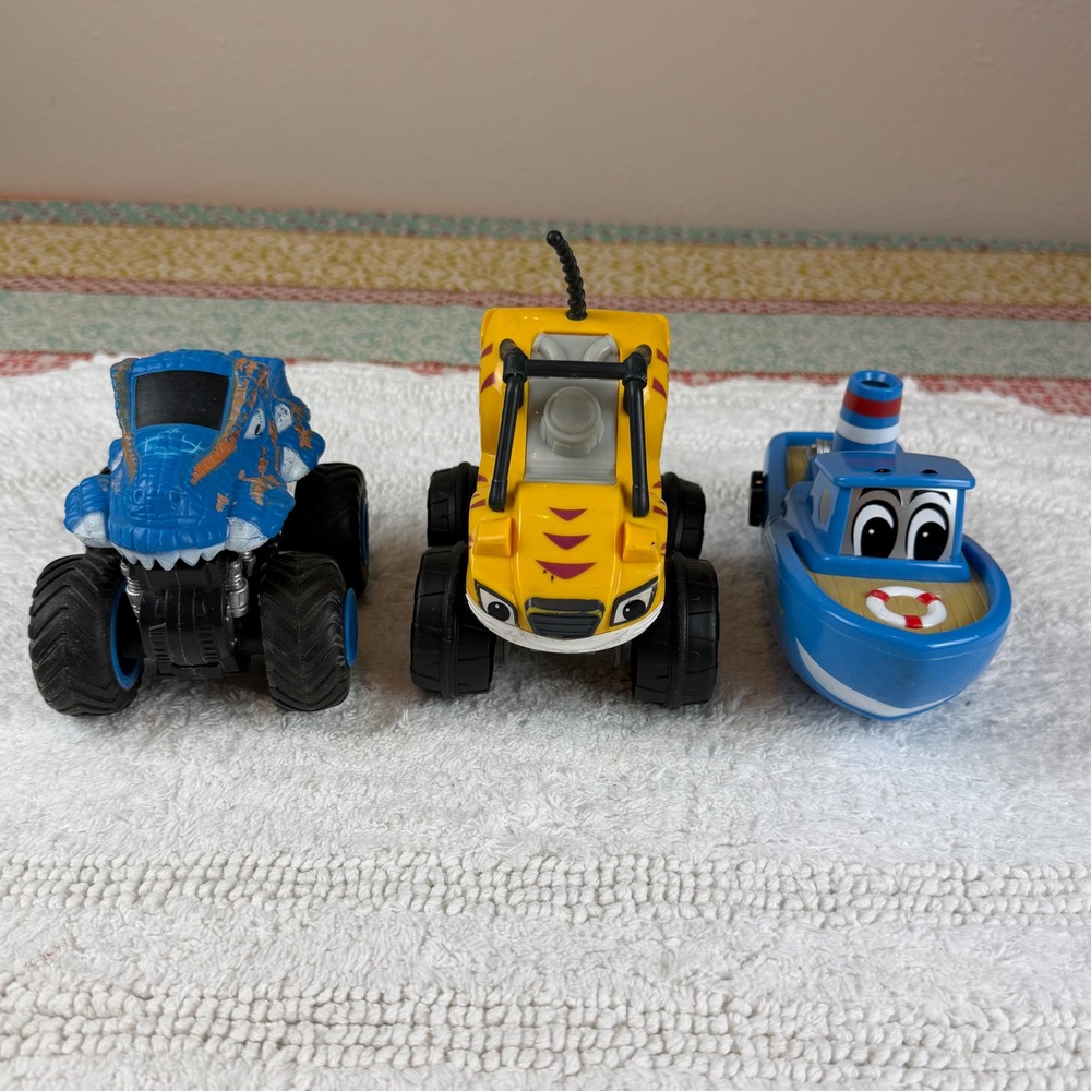 Fisher Price Blaze and the Monster Machines Stripes Skipper Dinosaur Truck Lot